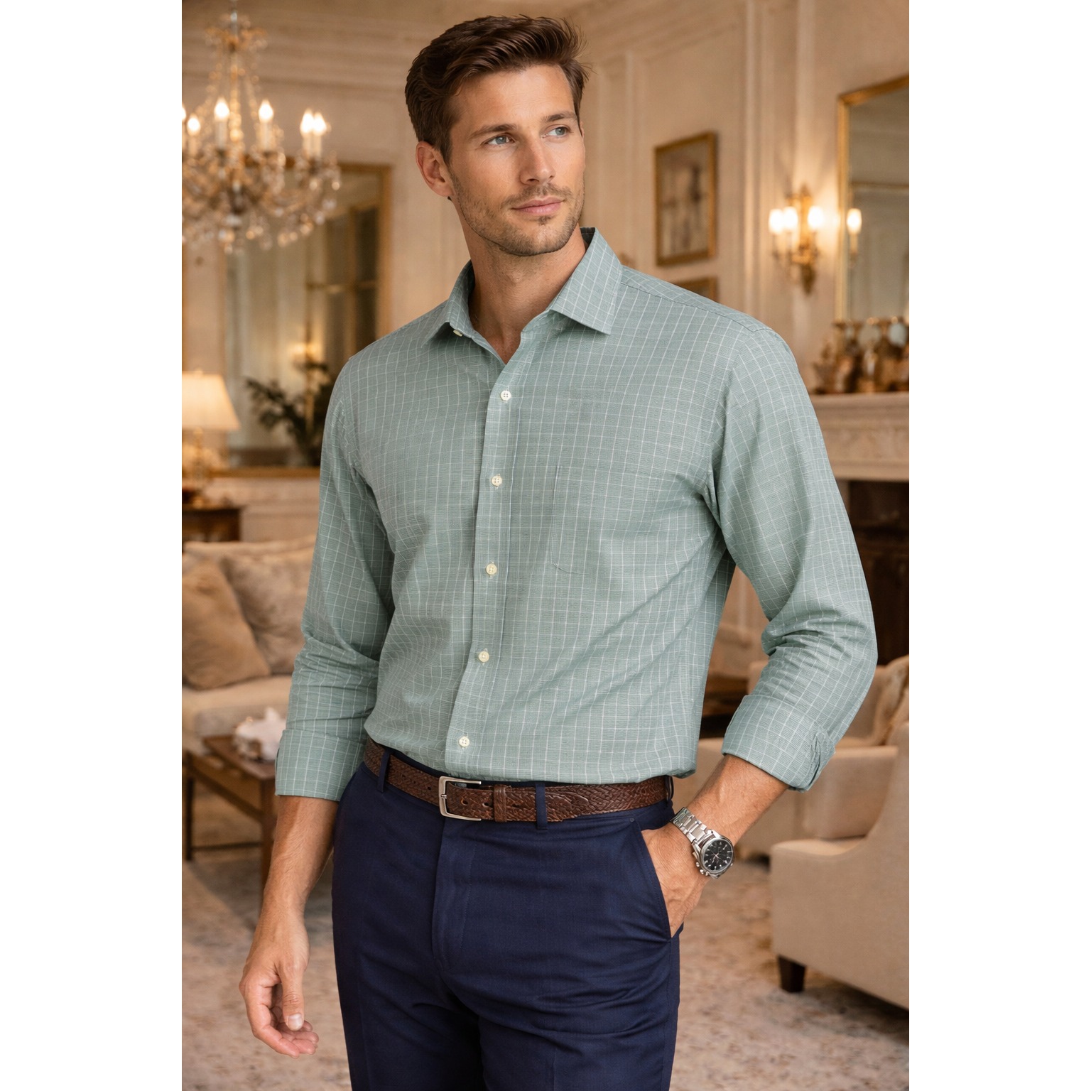 Brooks Brothers Shirt 16.5 36 Regent Green Check 100% Cotton Button Down